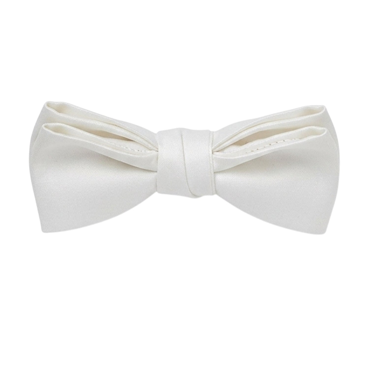 White - Front - Off White Plain Satin Formal Bow Tie