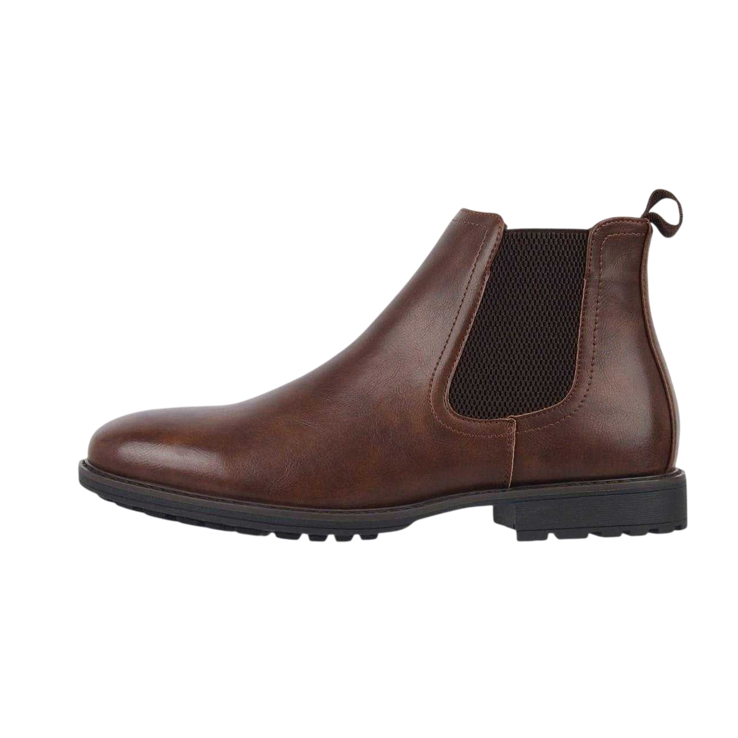Brown - Back - Nicholas Deakins Mens Low Block Heel Chelsea Boots