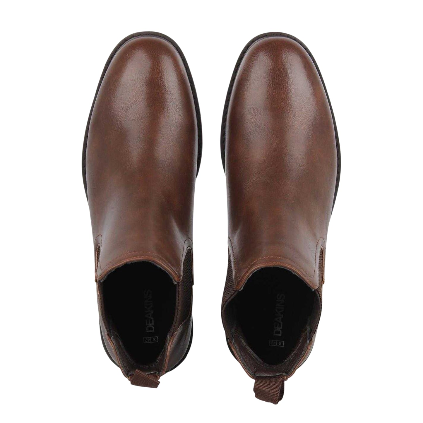 Brown - Side - Nicholas Deakins Mens Low Block Heel Chelsea Boots
