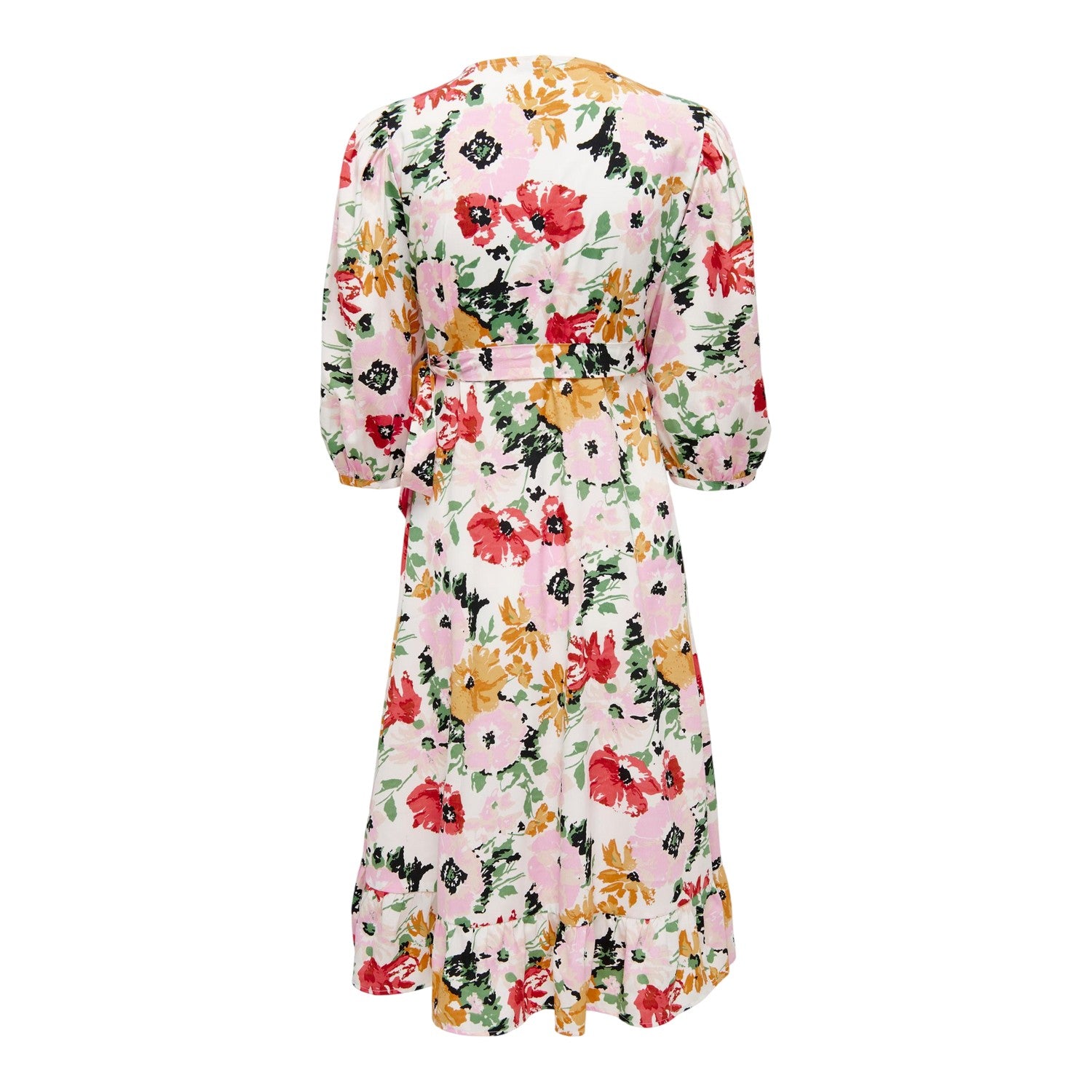 Cloud Dancer - Back - Only Womens-Ladies Puff Sleeve Wrap Dress