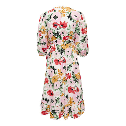 Cloud Dancer - Back - Only Womens-Ladies Puff Sleeve Wrap Dress