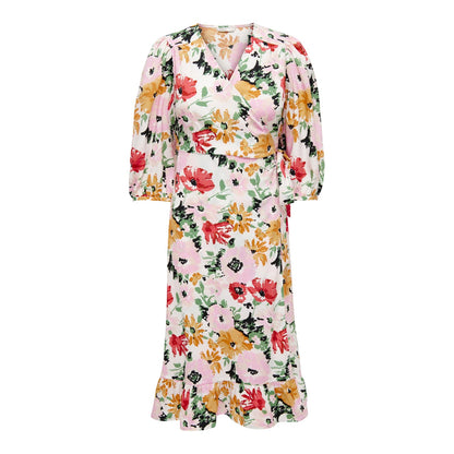 Cloud Dancer - Front - Only Womens-Ladies Puff Sleeve Wrap Dress