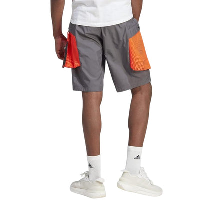 Grey - Back - Adidas Mens Logo Cargo Shorts