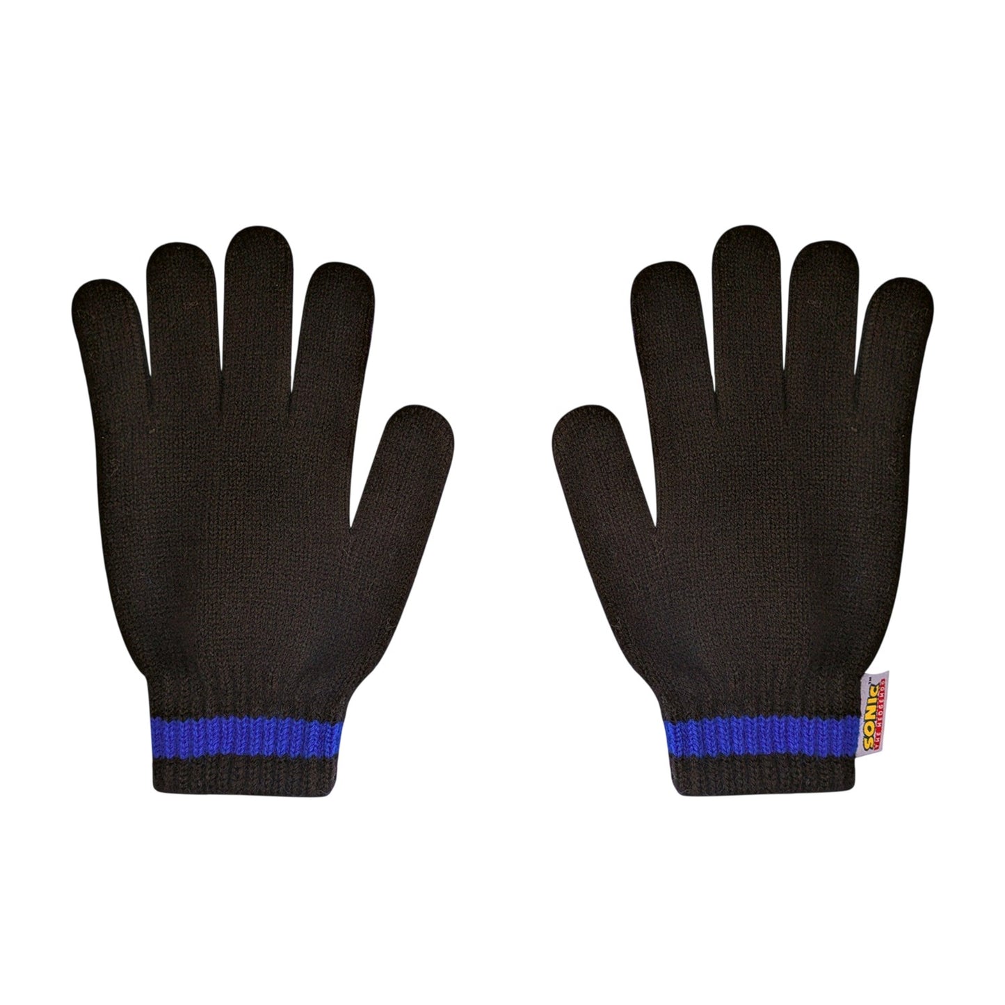 Black - Side - Sonic The Hedgehog Childrens-Kids Sonic Beanie & Gloves Set Set