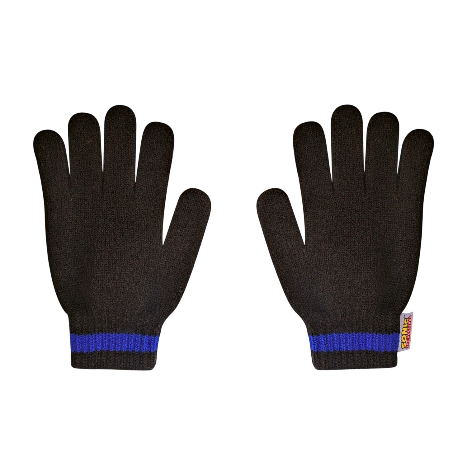Black - Side - Sonic The Hedgehog Childrens-Kids Sonic Beanie & Gloves Set Set