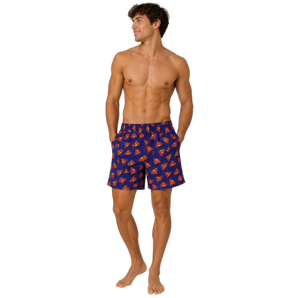 Blue - Side - Zoggs Baby Boys Superman Logo Swim Shorts