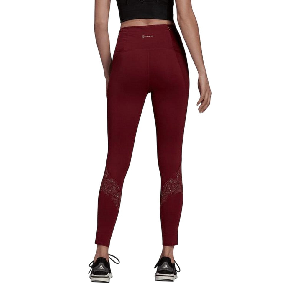Red - Back - Adidas Womens-Ladies Own The Run Reflective 7-8 Leggings