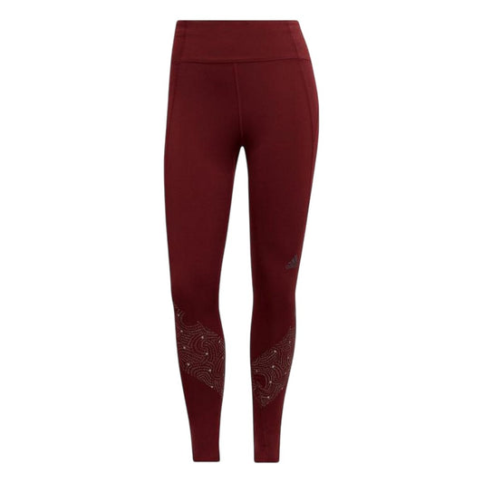 Red - Front - Adidas Womens-Ladies Own The Run Reflective 7-8 Leggings