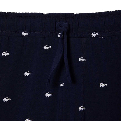 Blue - Side - Lacoste Mens Cotton Jersey Crocodile Print Pyjama Shorts