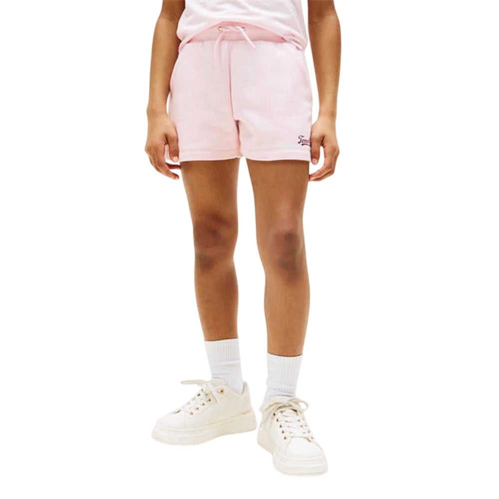 Light Pink - Back - Tommy Hilfiger Childrens-Kids Fleece Script Shorts