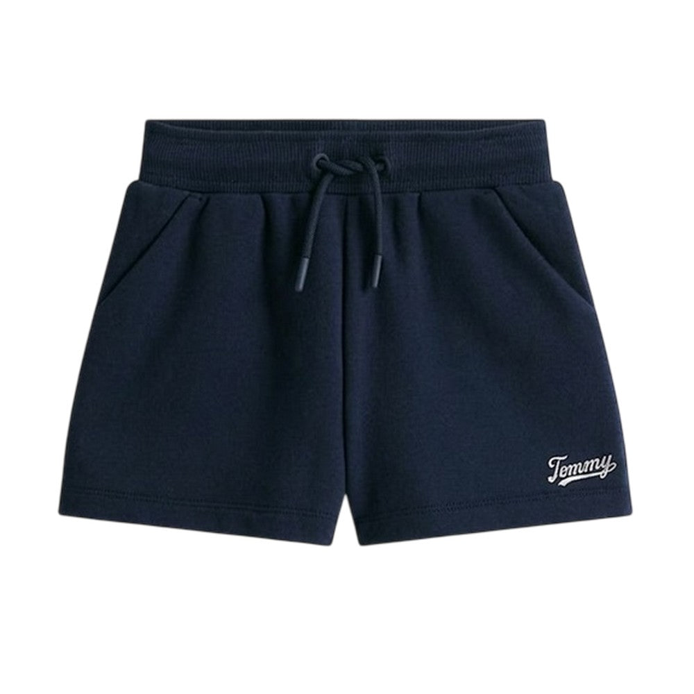 Night Navy - Front - Tommy Hilfiger Childrens-Kids Fleece Script Shorts