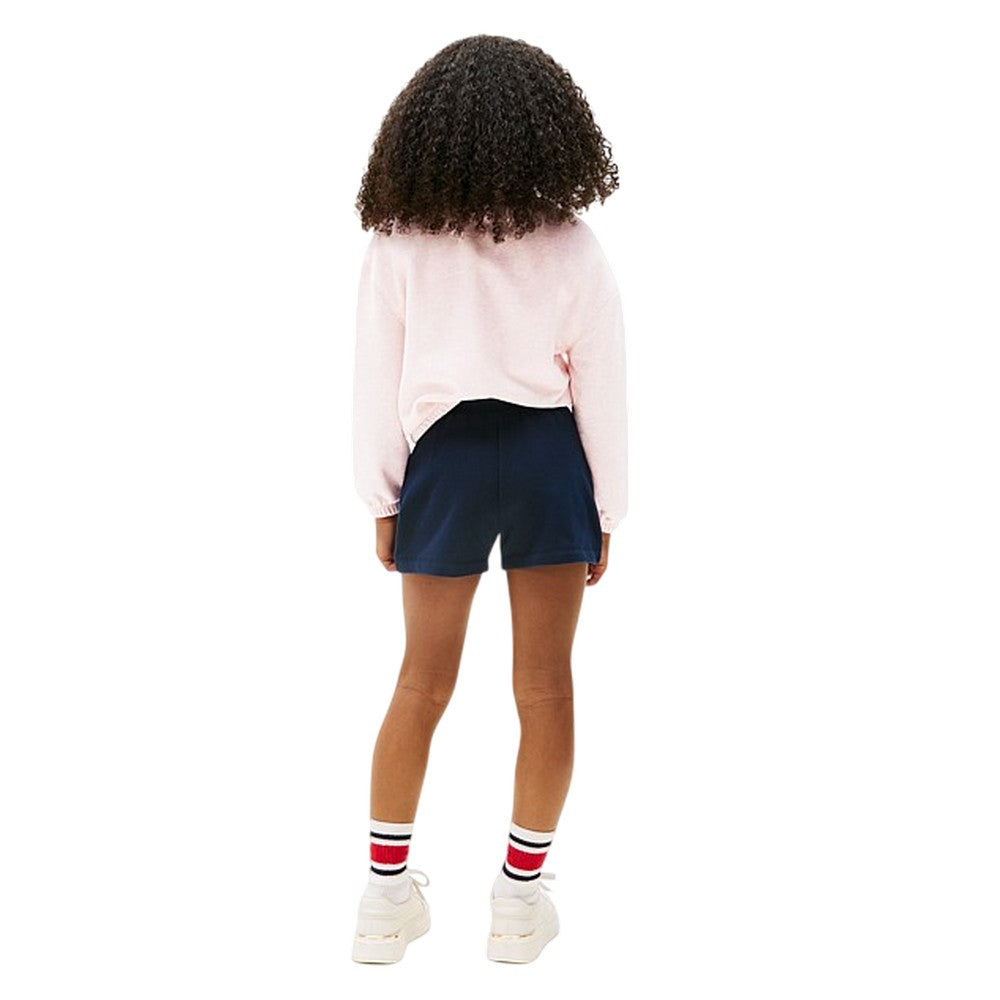 Night Navy - Back - Tommy Hilfiger Childrens-Kids Fleece Script Shorts