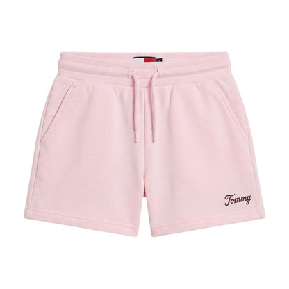 Light Pink - Front - Tommy Hilfiger Childrens-Kids Fleece Script Shorts