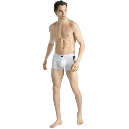 Black-White - Side - Adidas Mens Stripe Cotton Boxer Shorts (Pack of 2)