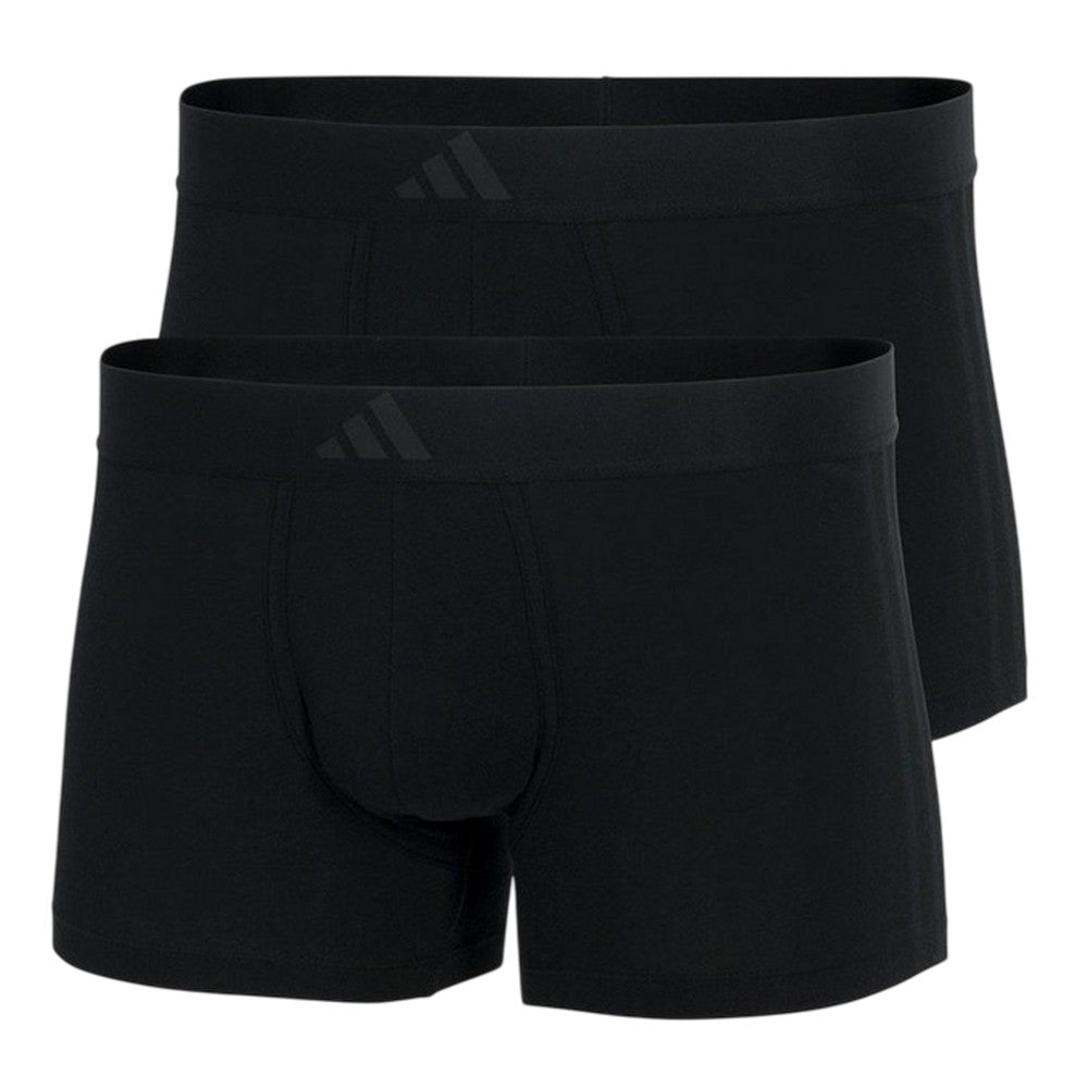 Black - Front - Adidas Mens Stripe Cotton Boxer Shorts (Pack of 2)