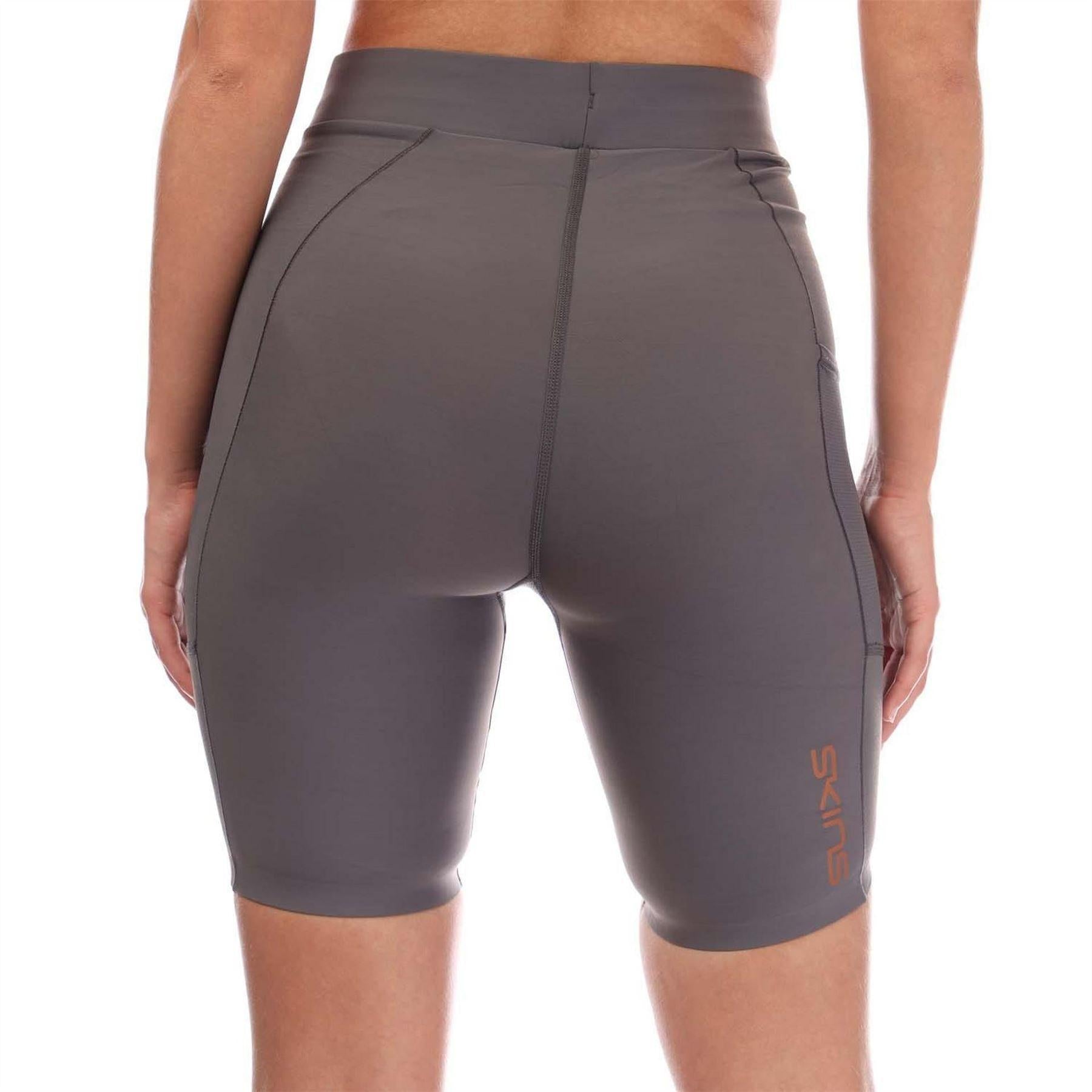 Charcoal - Back - Skins Womens-Ladies Series-5 Half Length Tights