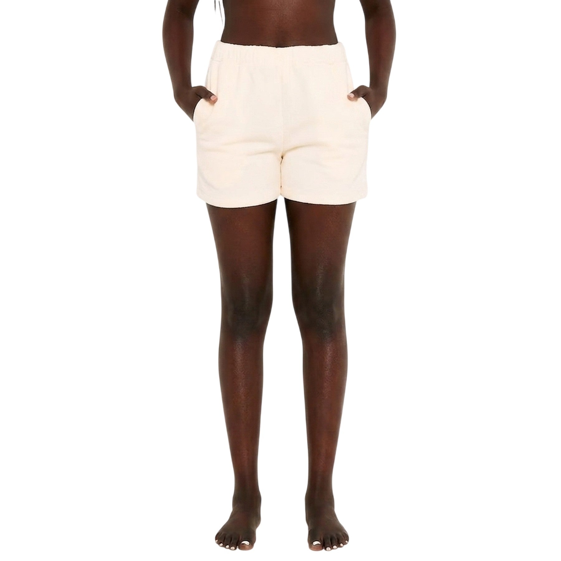 Cream - Back - Missy Empire Womens-Ladies Fleece Shorts