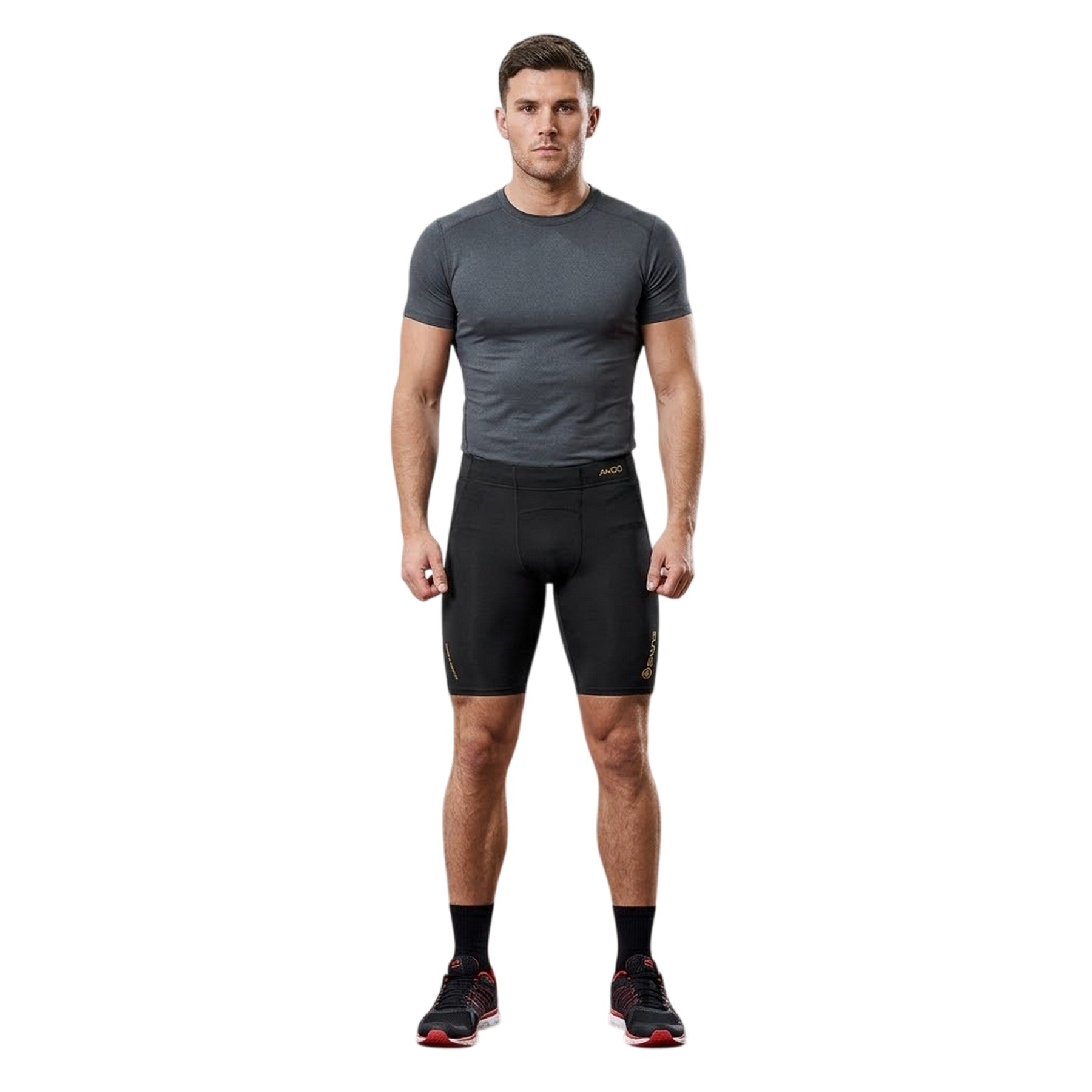 Black - Side - Skins Mens A400 Training Compression Shorts