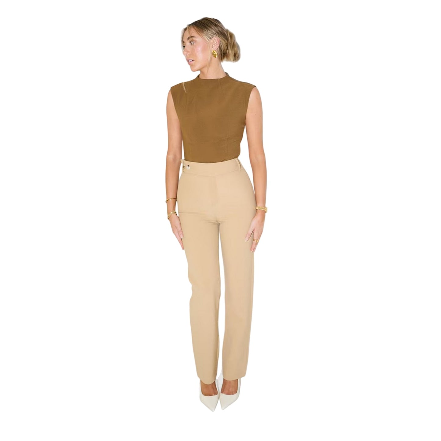 Camel - Side - Muse Womens-Ladies The Ultimate Straight Leg Trousers