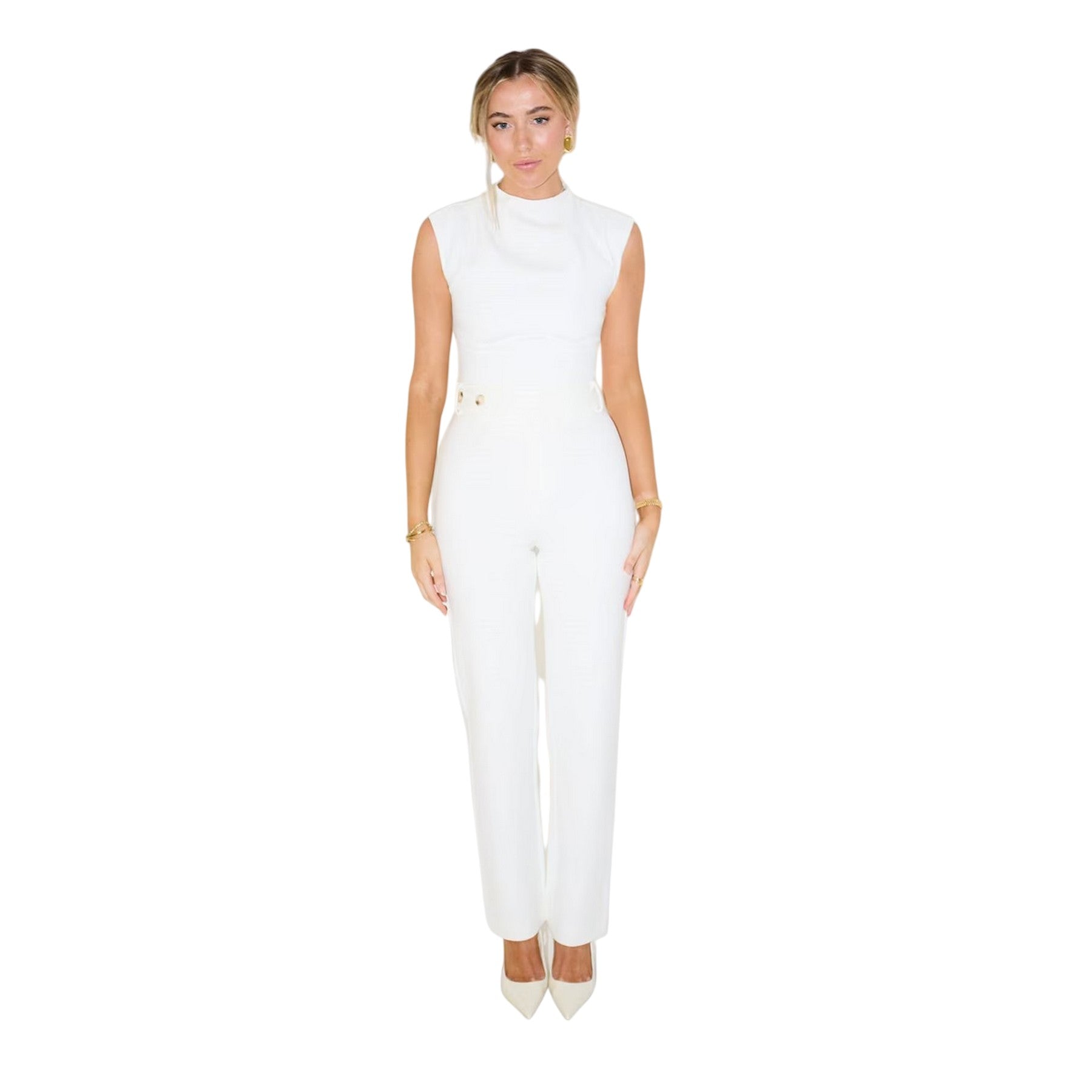 White - Side - Muse Womens-Ladies The Ultimate Straight Leg Trousers