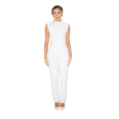 White - Side - Muse Womens-Ladies The Ultimate Straight Leg Trousers