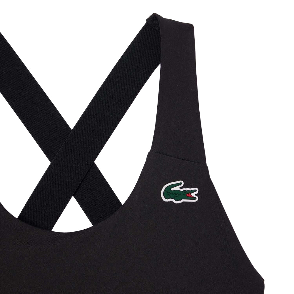 Black - Close up - Lacoste Womens-Ladies Stretch Breathable Sport Bralette