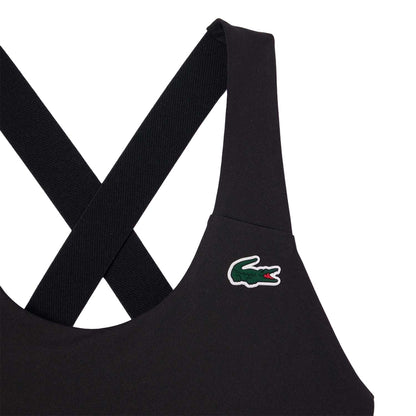 Black - Close up - Lacoste Womens-Ladies Stretch Breathable Sport Bralette