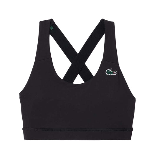 Black - Front - Lacoste Womens-Ladies Stretch Breathable Sport Bralette