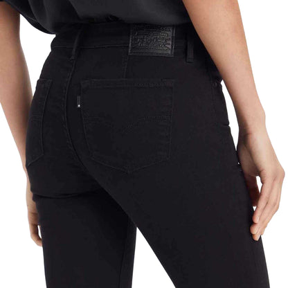 Black - Pack Shot - Levis Womens-Ladies 712 Pocket Welted Slim Jeans