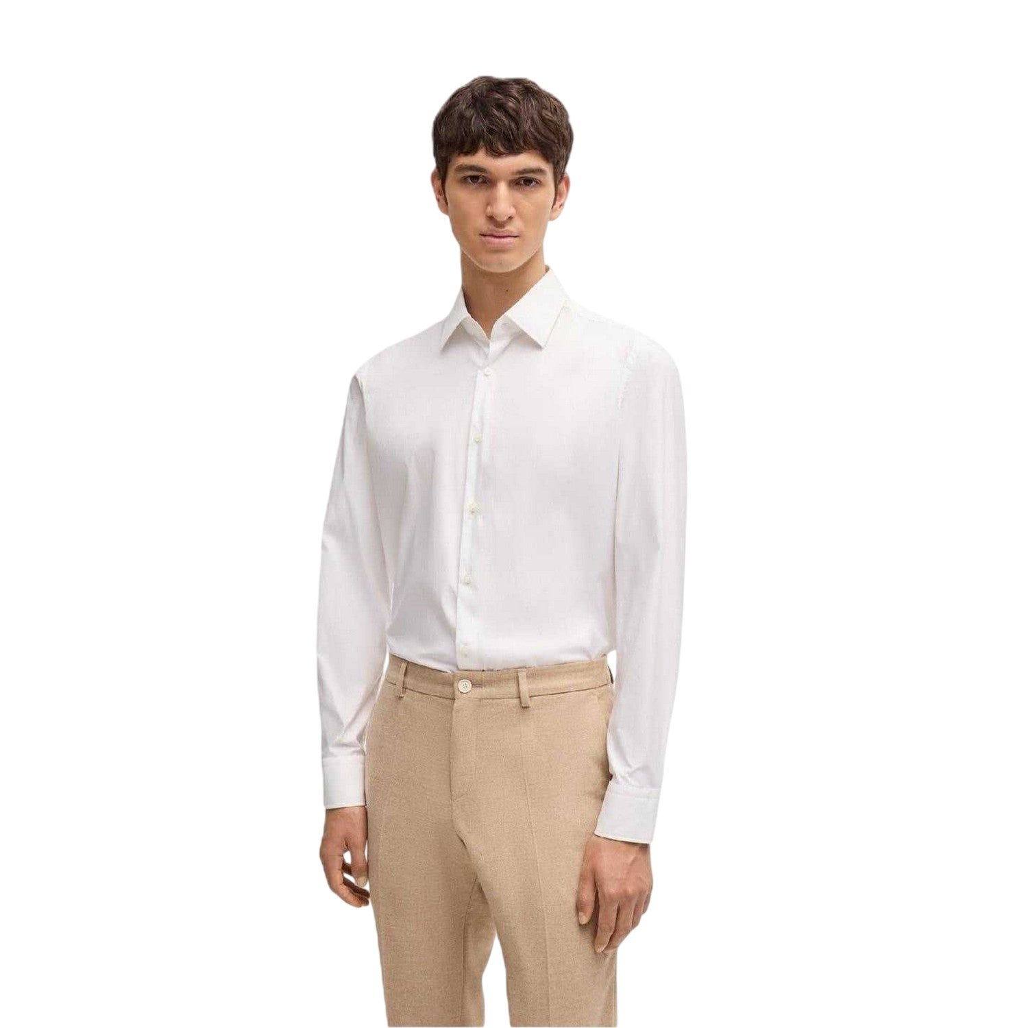 White - Lifestyle - Boss Mens Joe Oxford Point Collar Shirt