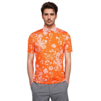 Orange - Side - Puma Mens Mattr Rose Performance Polo Shirt
