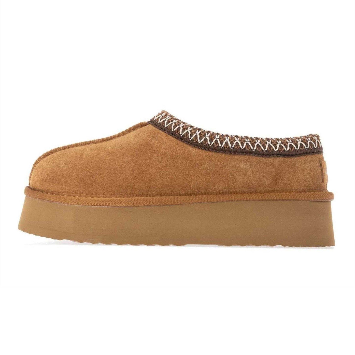 Chestnut - Side - EverAu Womens-Ladies Wonga Cow Suede Platform Slippers