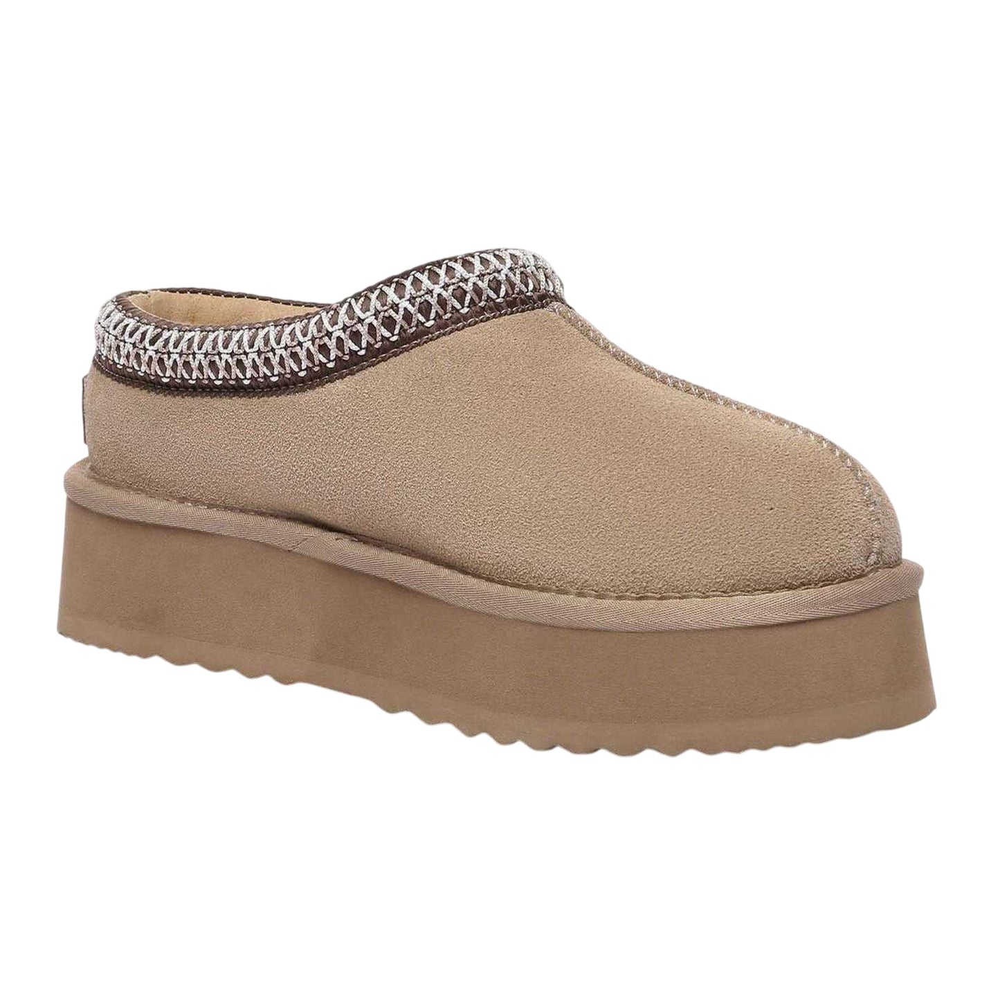 Sand - Front - EverAu Womens-Ladies Wonga Cow Suede Platform Slippers