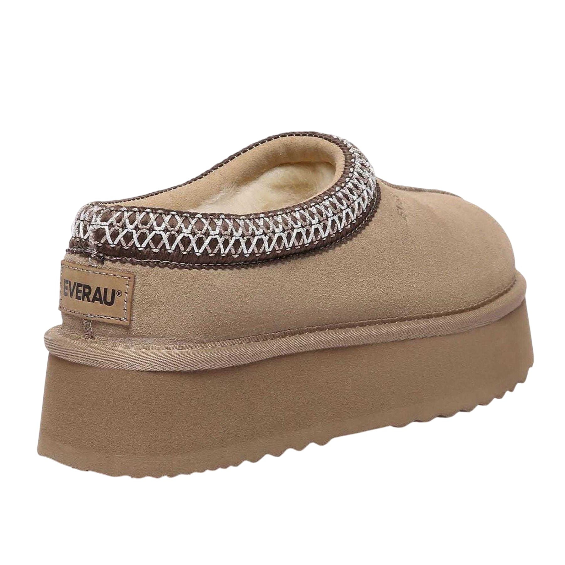 Sand - Back - EverAu Womens-Ladies Wonga Cow Suede Platform Slippers