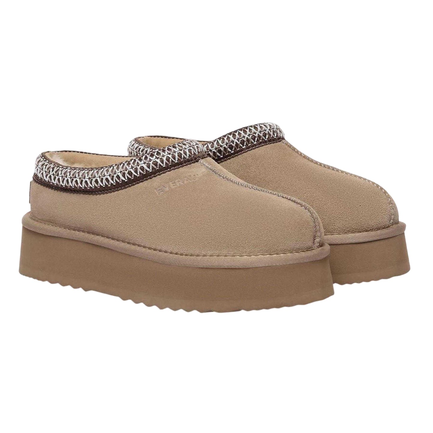 Sand - Lifestyle - EverAu Womens-Ladies Wonga Cow Suede Platform Slippers