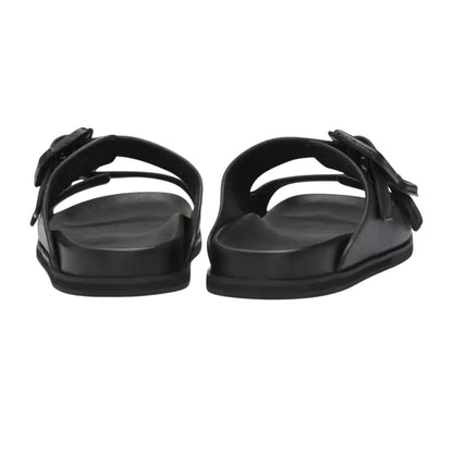 Black - Back - Boss Womens-Ladies Vcbk Cowhide Leather Double Buckle Flat Slide