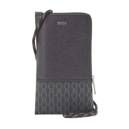 Black - Front - Boss Mens Metropole Leather Mobile Phone Holder