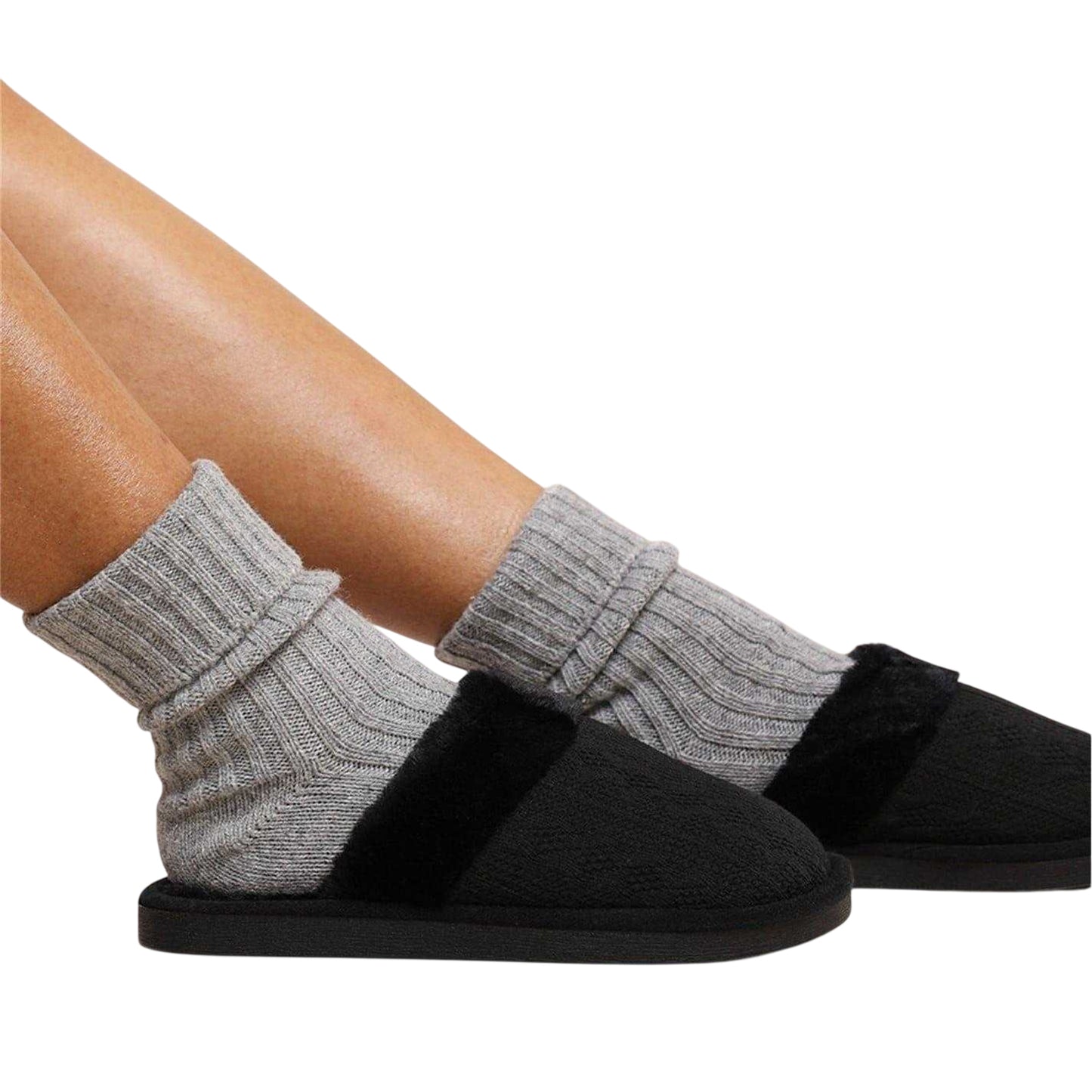 Black - Back - Where´s That From Womens-Ladies Faux Suede Flat Slides