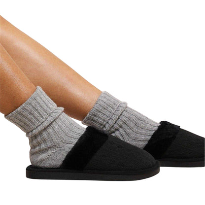 Black - Back - Where´s That From Womens-Ladies Faux Suede Flat Slides