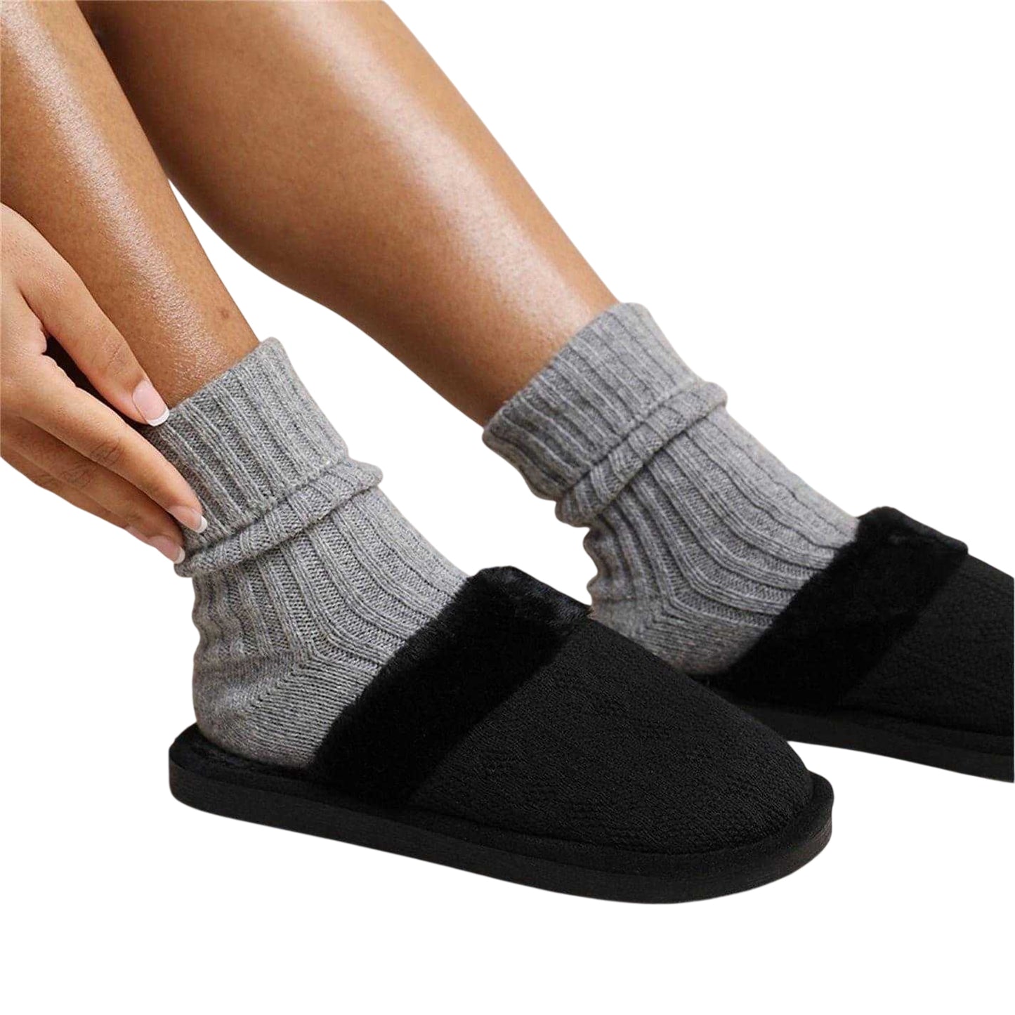 Black - Side - Where´s That From Womens-Ladies Faux Suede Flat Slides