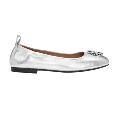 Silver - Front - Boss Womens-Ladies Dasy Ballerina Leather Flat Slippers