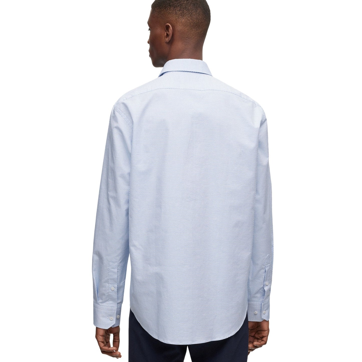 Blue - Back - Boss Mens Joe Spread Collar Shirt