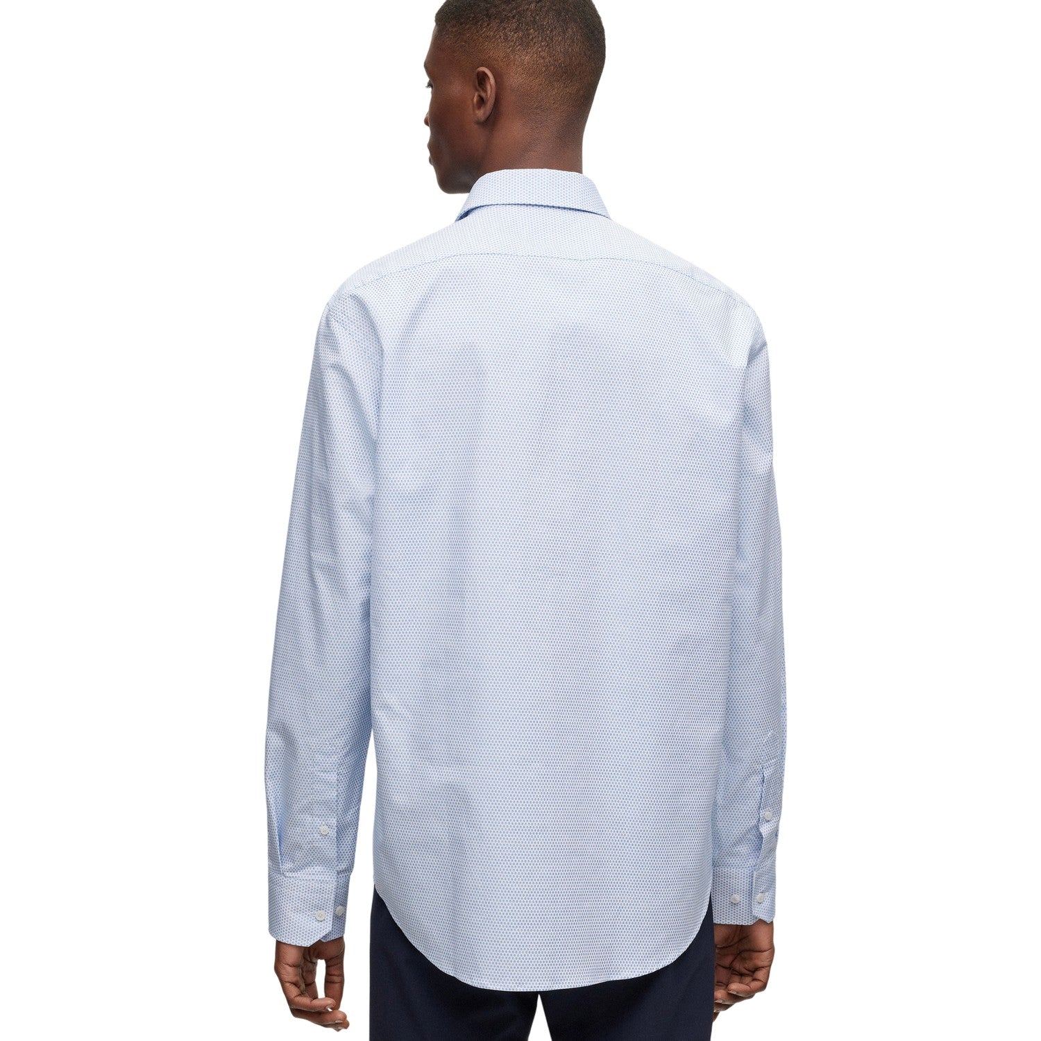 Blue - Back - Boss Mens Joe Spread Collar Shirt