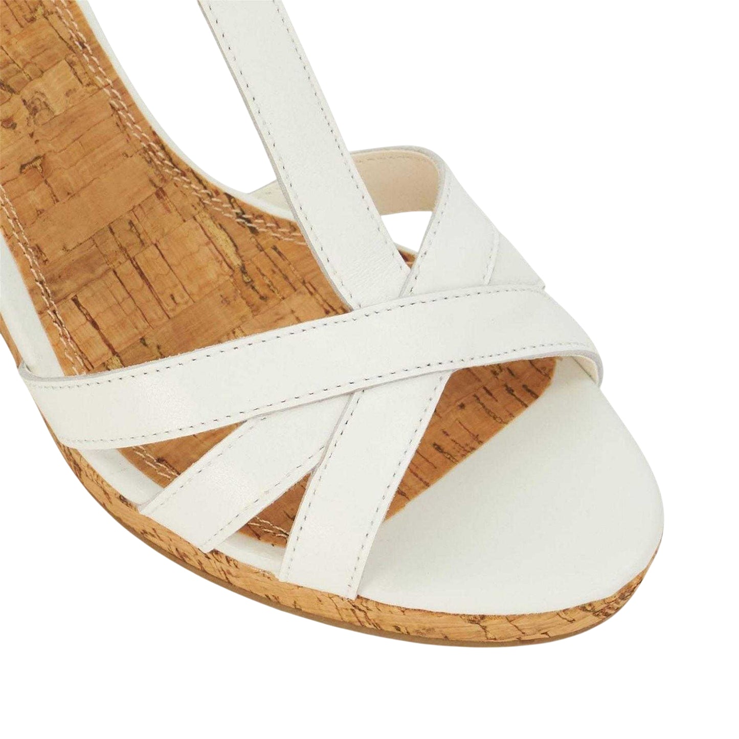 White - Lifestyle - Dune London Womens-Ladies Keep Leather T-Bar Wedge Sandals
