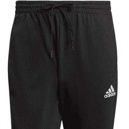 Black - Side - Adidas Mens Essentials 3 Stripes Joggers