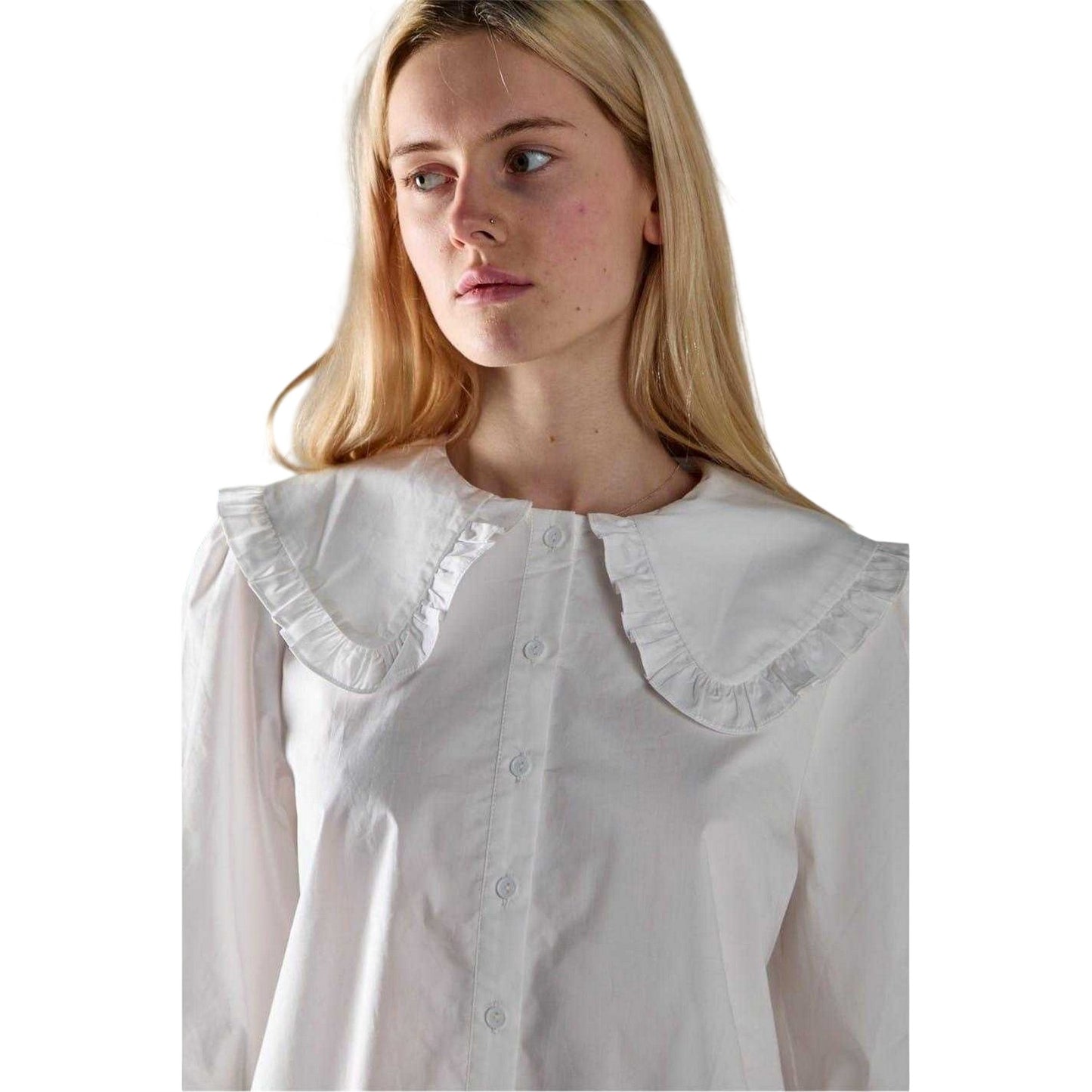 White - Side - Glamorous Womens-Ladies Statement Collar Blouse