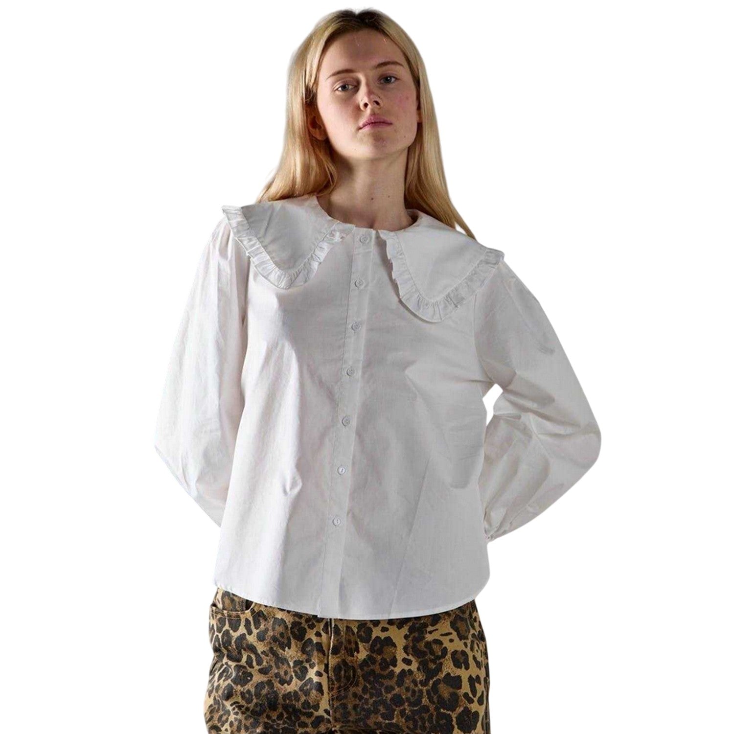 White - Front - Glamorous Womens-Ladies Statement Collar Blouse