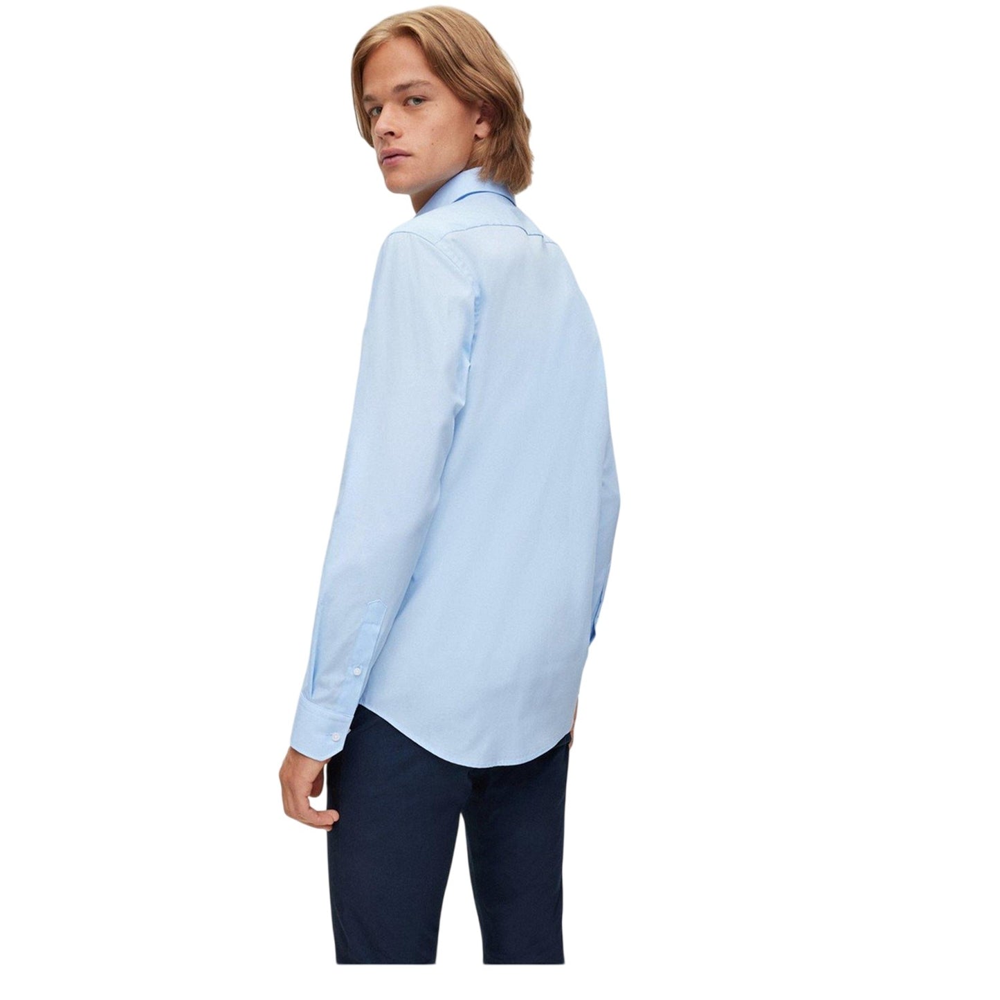 Blue - Back - Boss Mens Joe Point Collar Formal Shirt