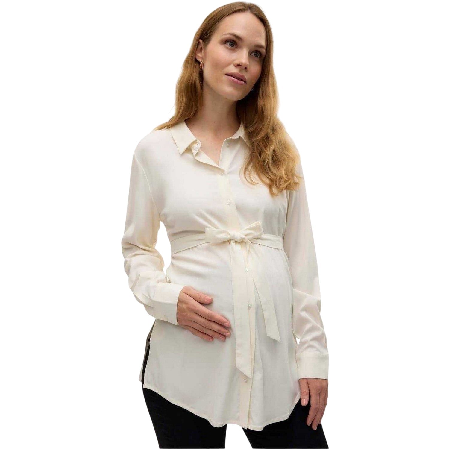 Bright White - Lifestyle - Mamalicious Womens-Ladies Mlelva Maternity Long-Sleeved Shirt