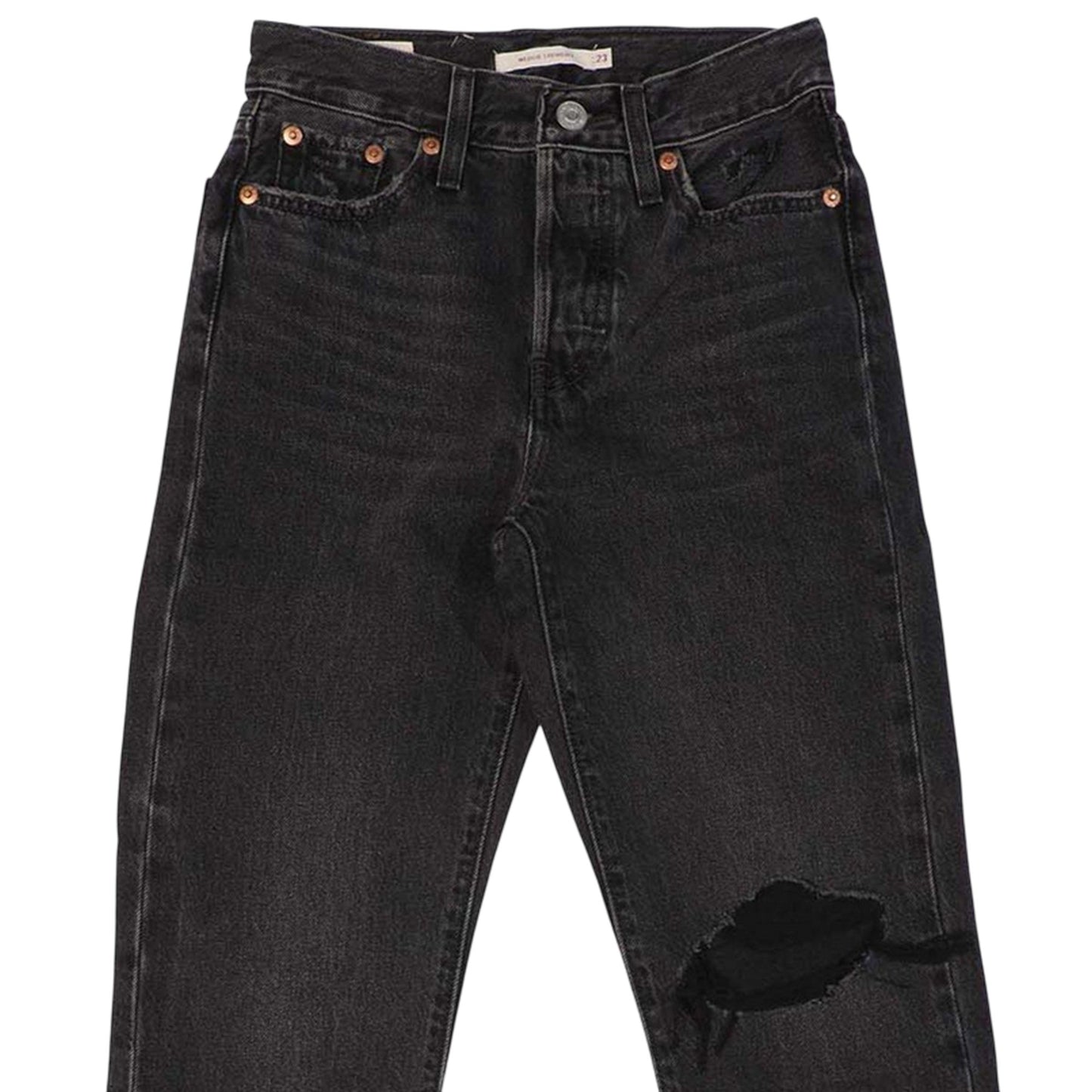 Black - Side - Levis Womens-Ladies Wedgie Straight Leg Jeans